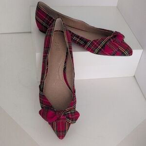 J.Jill, Red, Plaid Bow Women’s Flats, Sz 10